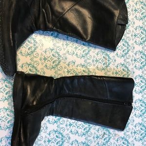 Stylish black leather camper boots